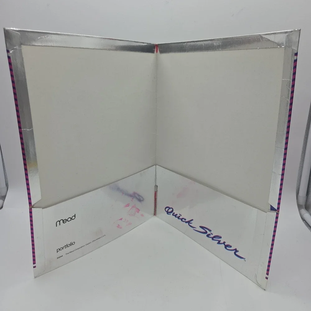 Shiny Vintage 1980s Mead Quick Silver Folders Rainbow Horse & Sports Car Retro
